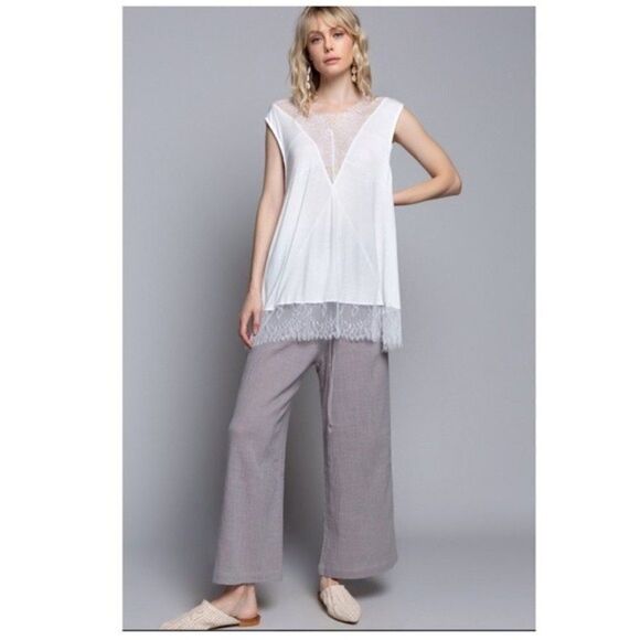 Always Hopeful Knit Top with Lace In Off White. - Picture 5 of 14